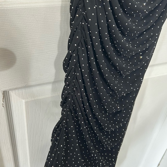 Lulus Marvelous Glam Black Mesh Rhinestone Twist-front Maxi Dress - Size M - Picture 6 of 8